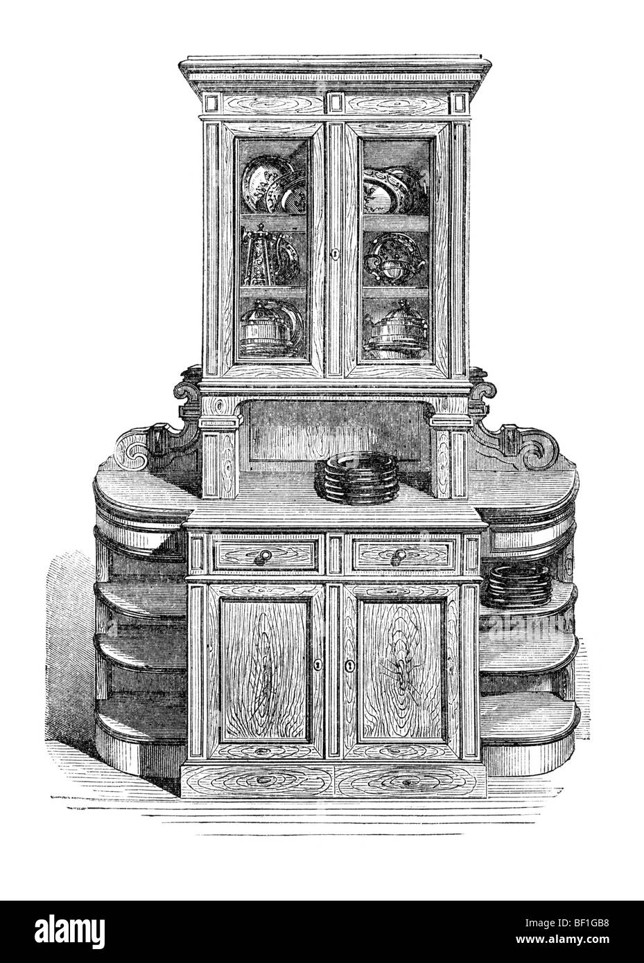 Sideboard für ein Esszimmer, historische Illustration aus: Marie Adenfeller, Friedrich Werner: illustrierte Koch- und Housekee Stockfoto