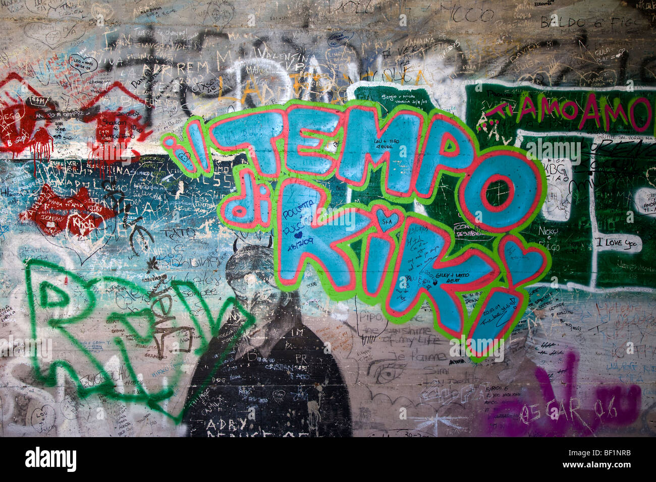 Liebe Graffiti an der Via Amore Path of Love, Cinque Terre, Ligurien, Italien Stockfoto