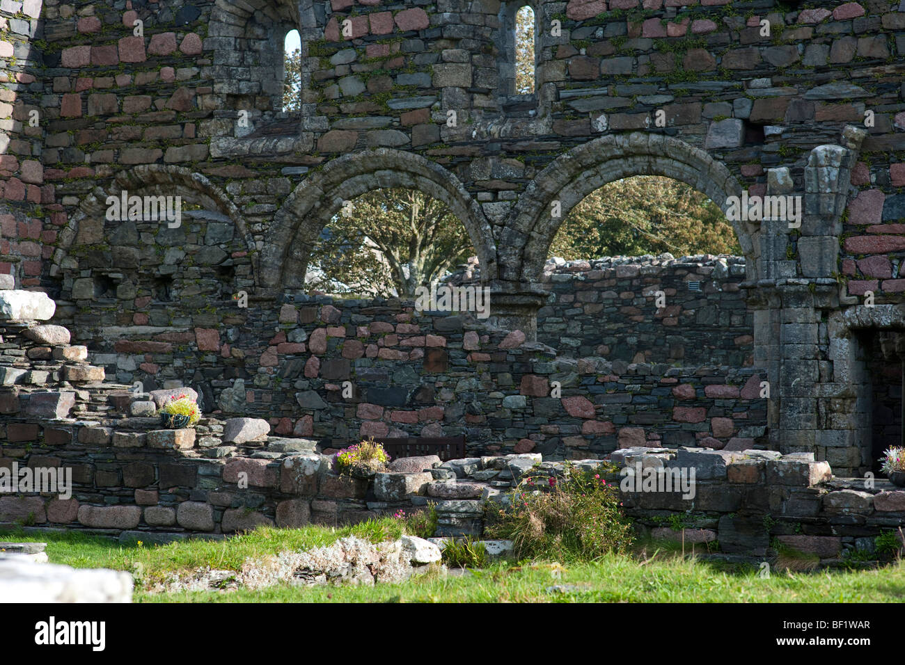 Ruinen von Iona Kloster auf der Insel Iona, Schottland Stockfoto