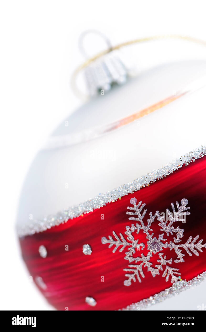 Nahaufnahme von roten und weißen Weihnachtsdekoration Stockfoto