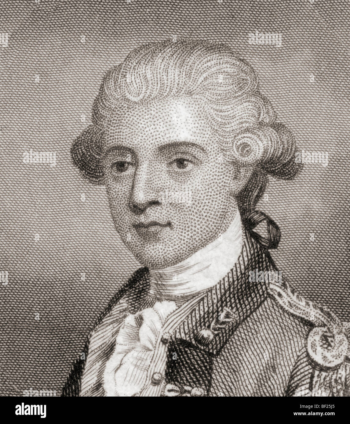 John André, 1750 bis 1780. Britischer Offizier und gehängt als Spion während des amerikanischen Unabhängigkeitskrieges. Stockfoto