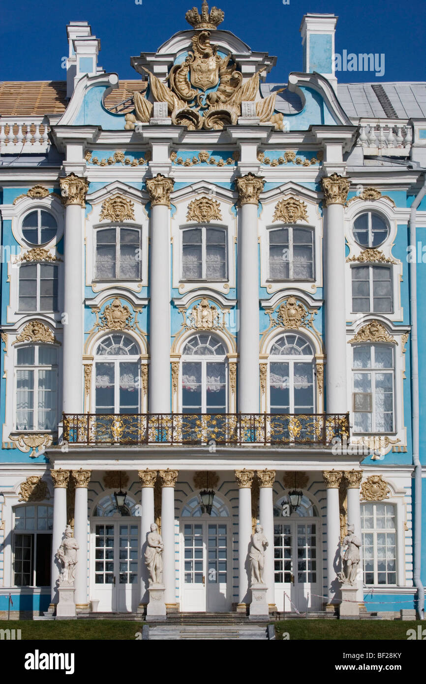 Katharinenpalast in Tsarskoye Selo, 25 km südöstlich von St. Petersburg, Russland Stockfoto