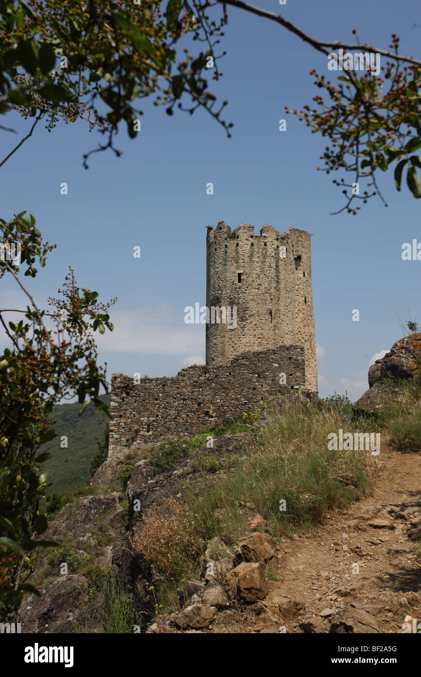 Frankreich. Lastours Burg, Regine Turm Stockfoto