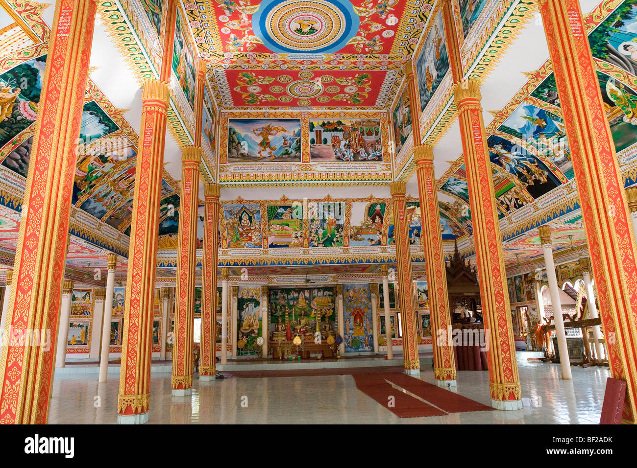 Innenansicht der Mehrwertsteuer, dass Luang Tai, buddhistische Gebetshalle, Vientiane, Provinz Vientiane, Laos Stockfoto