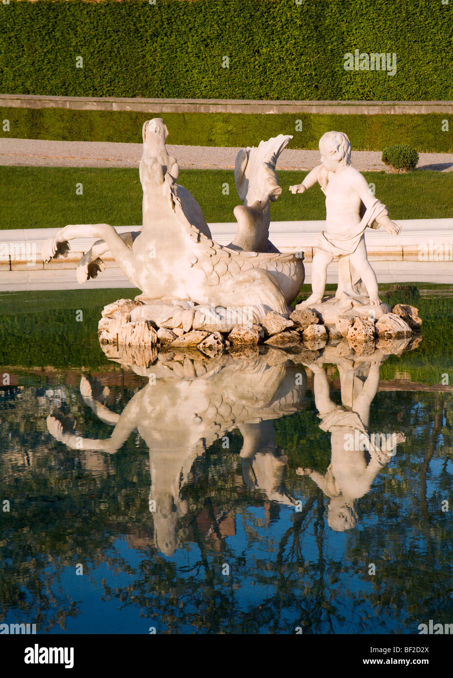 Vienna - Brunnen im Schloss Belvedere - park Stockfoto