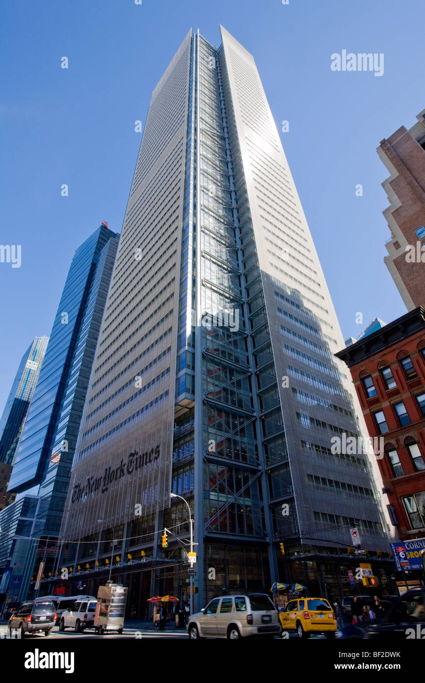 New York Times Building und Turm von Renzo Piano, grüne Gebäude, LEED, erntet Tageslicht. Manhattan, New York City, USA. Stockfoto