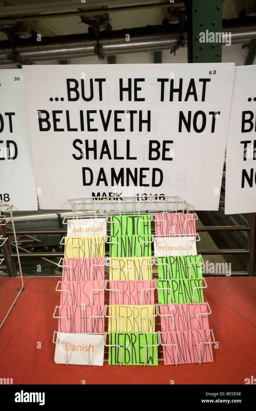Bibel-Zitat in der u-Bahn, Manhattan, New York City Stockfoto