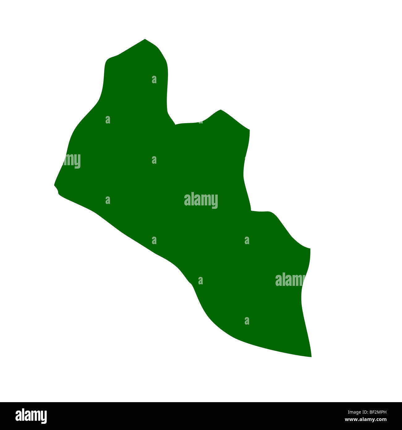 Der Umriß von Liberia isoliert auf weißem Hintergrund mit Beschneidungspfad. Stockfoto