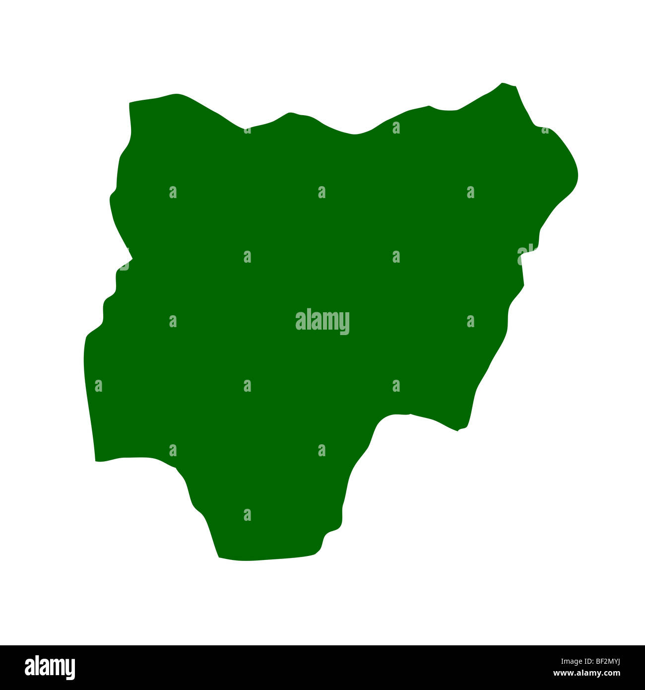 Der Umriß von Nigeria isoliert auf weißem Hintergrund mit Beschneidungspfad. Stockfoto