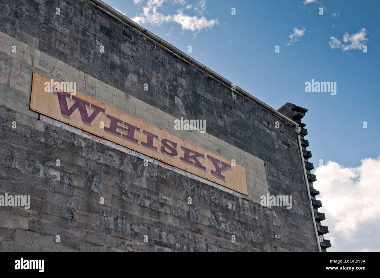 Zeichen an Neuseeland Whisky Company, Oamaru, Südinsel, Neuseeland. Stockfoto