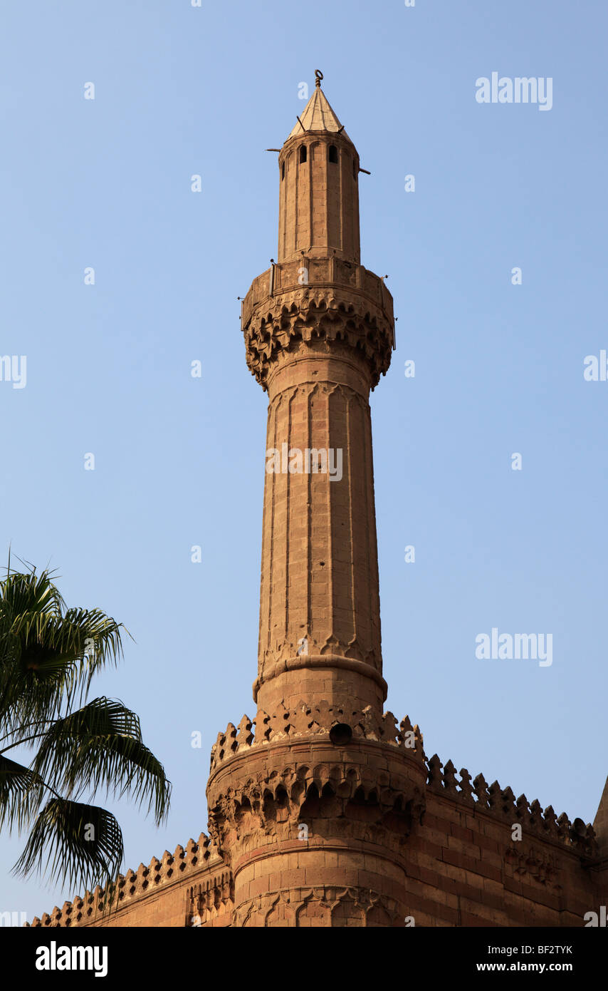 Minarett der Moschee von Mahmud Pascha - Kairo, Ägypten Stockfoto