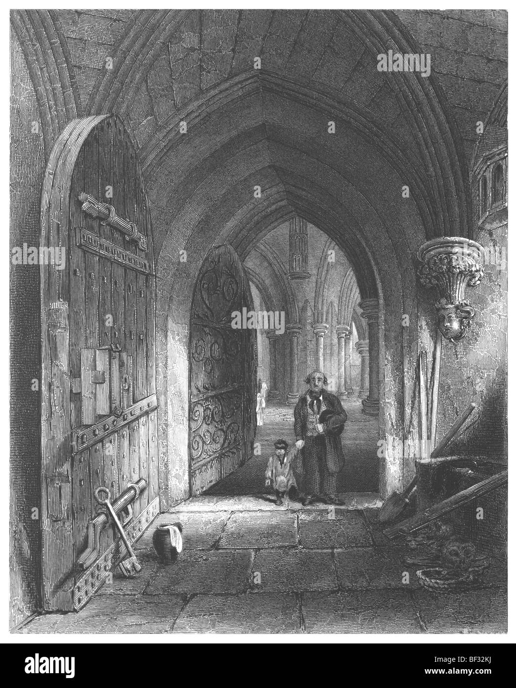 Kathedrale von Wells, Krypta Eingang Stockfoto