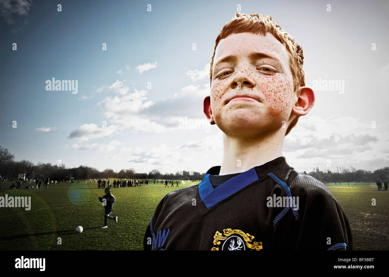 Porträt der jungen Fußballer Stockfoto