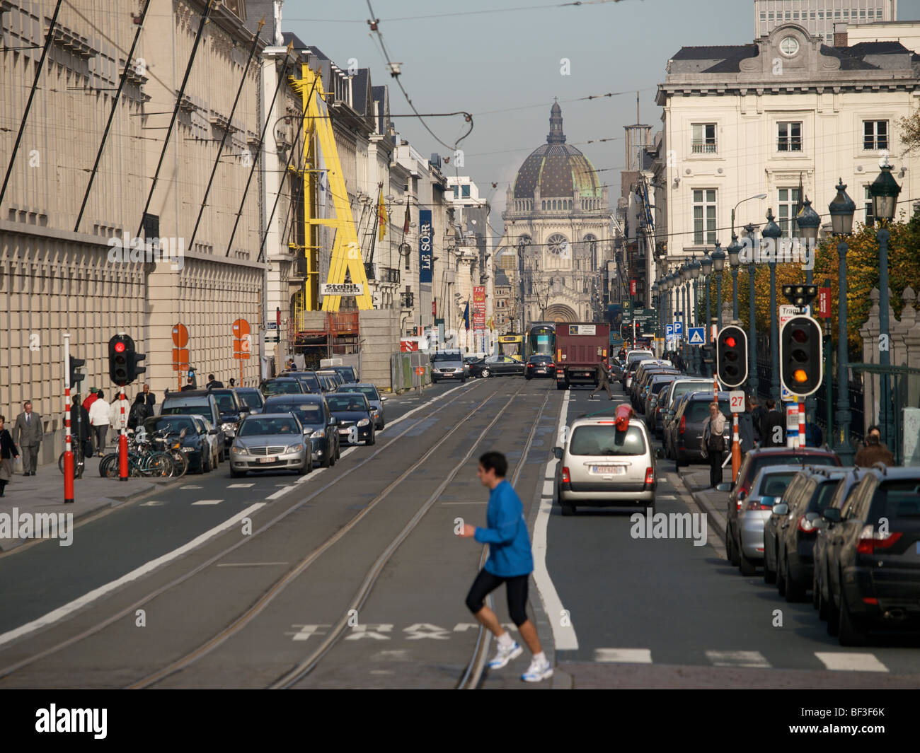 Koningstraat oder Rue Royale in Brüssel, Belgien Stockfoto