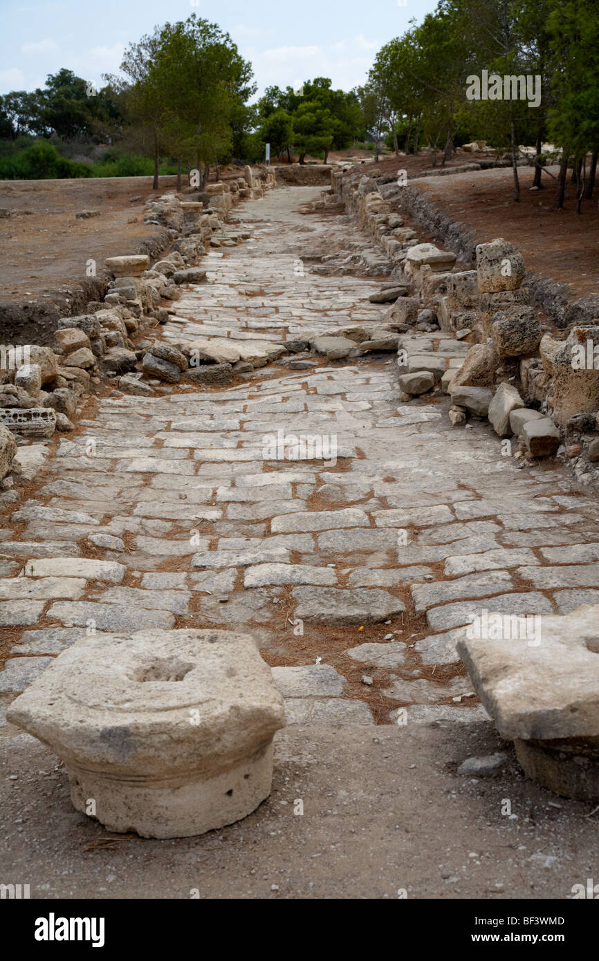 Säulenstraße in die antike Stätte von Salamis Famagusta türkische Republik von Nordzypern trnc Stockfoto