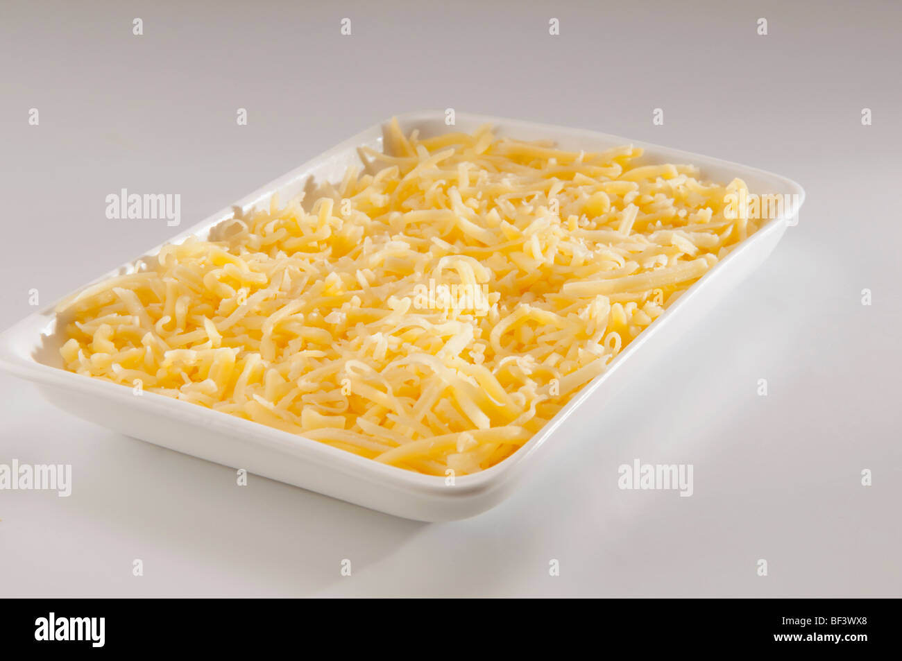 Nahaufnahme von geriebenem Parmesan-Käse Stockfoto