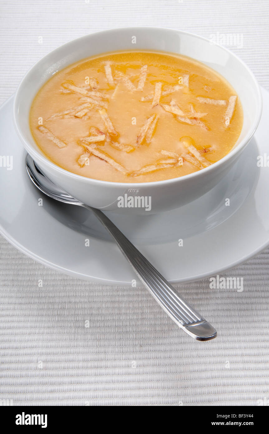 Erhöhte Ansicht von Kürbissuppe Stockfoto