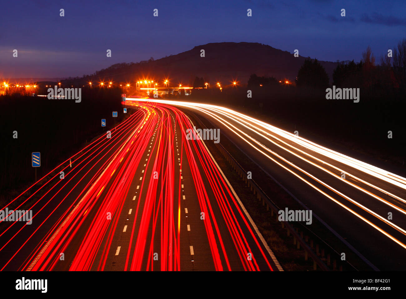 Brent Knoll, M5, Verkehr Wege, Somerset, England, UK Stockfoto