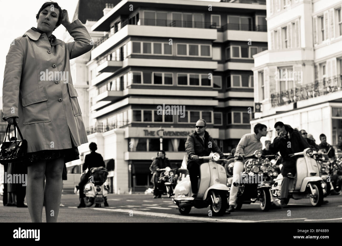Teil des Making of des Spielfilms "Brighton Rock" vor Ort in Eastbourne 2009 Stockfoto Teil des Making of des Spielfilms "Brighton Rock" vor Ort in Eastbourne 2009 Stockfoto