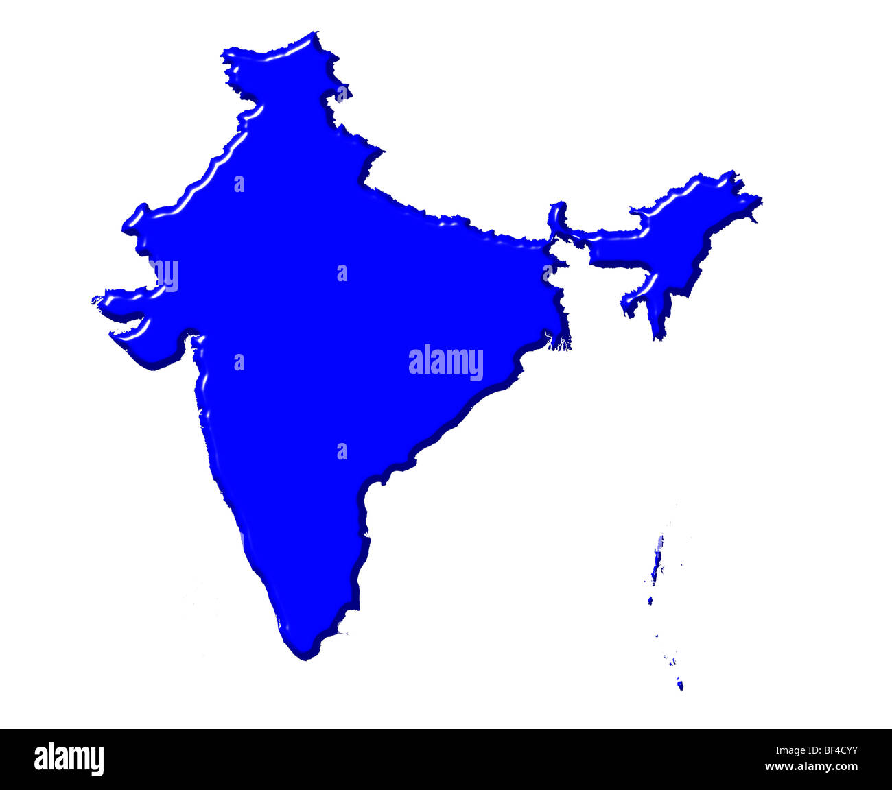 Indien 3D-Karte mit nationalen Farbe Stockfoto