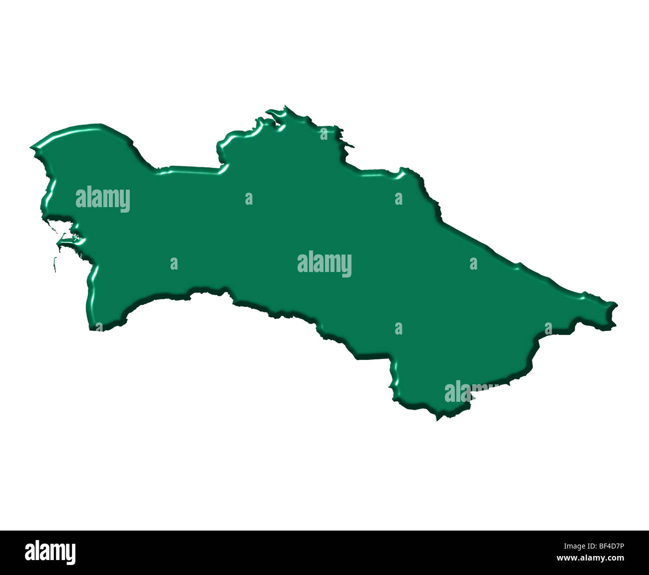 Turkmenistan 3D-Karte mit nationalen Farbe Stockfoto