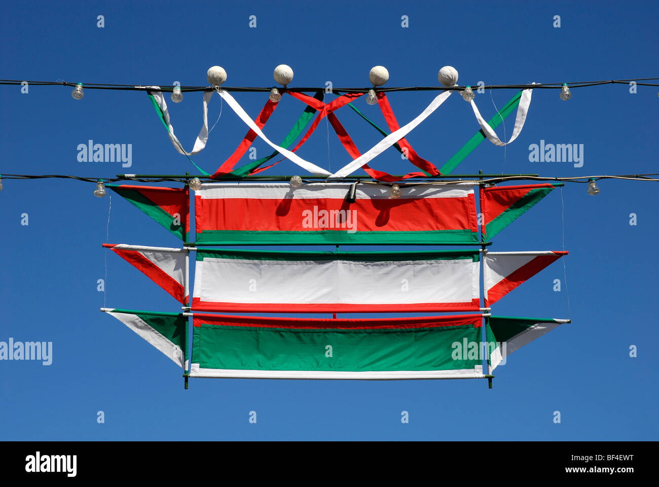 Nationalflagge, Dekorationen für einen Feiertag, Keszthely, Plattensee, Balaton, Ungarn, Europa Stockfoto