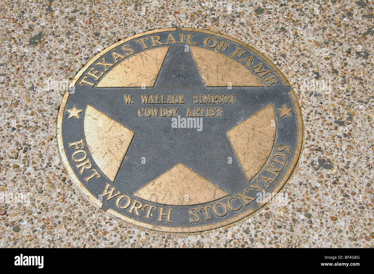 W. Wallace Simpson, Cowboy Schauspieler Hall Of Fame Star am Stockyards, Fort Worth, Texas, USA Stockfoto
