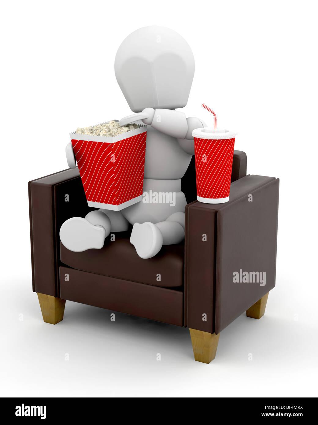 3D Mann Filme zu Hause isoliert Stockfoto