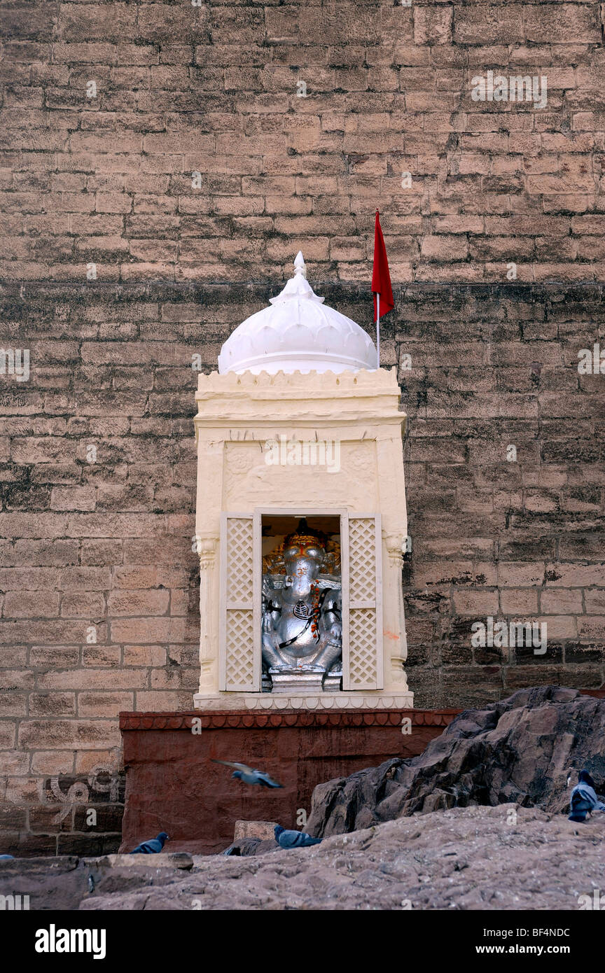 Tempel von Ganesha, der elefantenköpfige hinduistische Gott, Mehrangarh Fort, Jodhpur, Rajasthan, Nordindien, Indien, Südasien, Asien Stockfoto