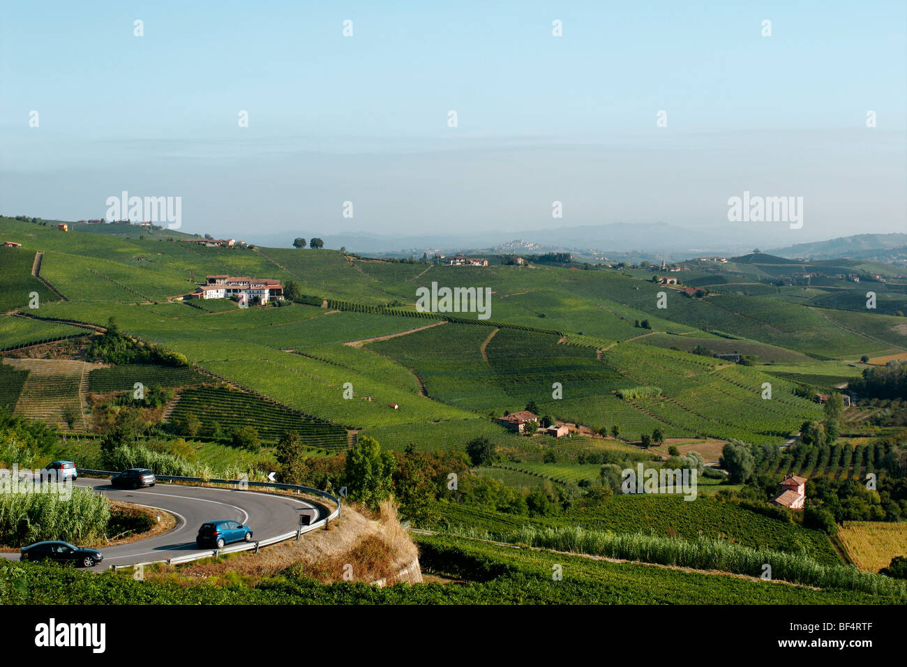 Panoramastraße von La Morra, Barolo. Langhe, Piemont, Italien. Stockfoto