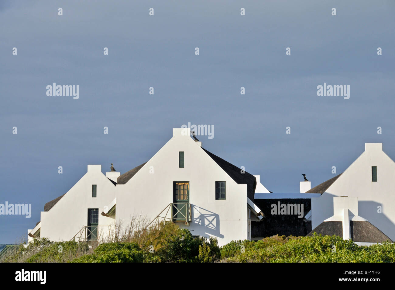 Häuser im kapholländischen Architektur Stil in Arniston, Südafrika, Afrika Stockfoto