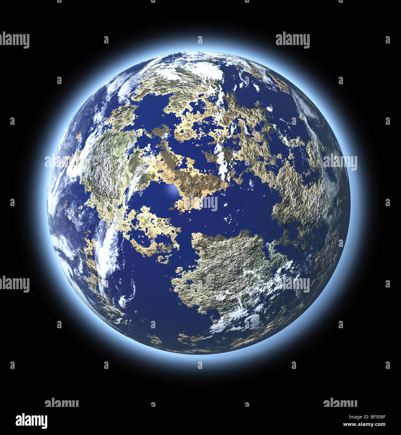 Earth Planet Render Atmosphäre ohne Schatten suchen Stockfoto