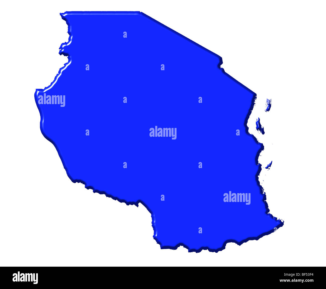 Tansania 3D-Karte mit nationalen Farbe Stockfoto