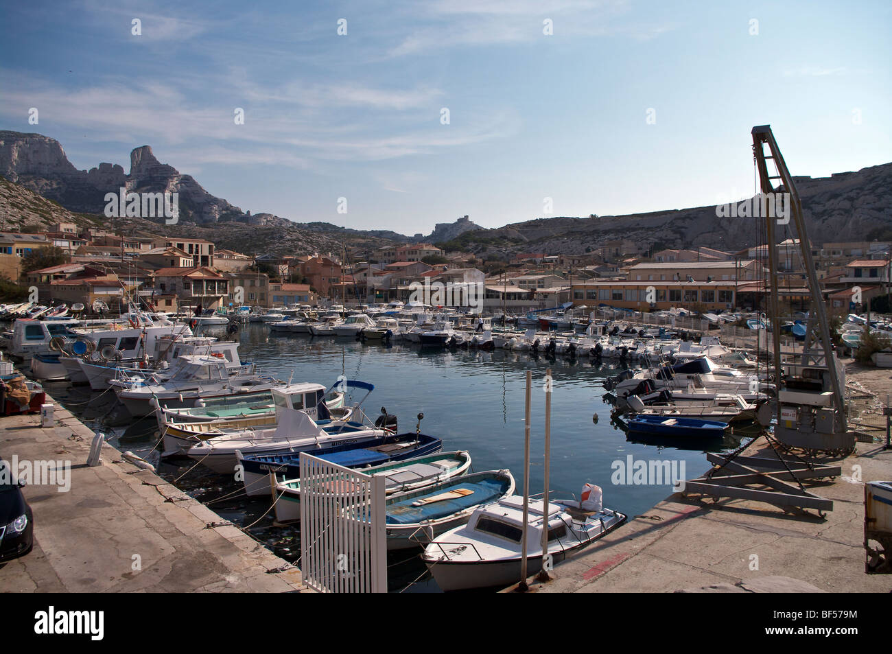 Der kleine Hafen von Les Goudes in der Nähe von Marseille Stockfoto