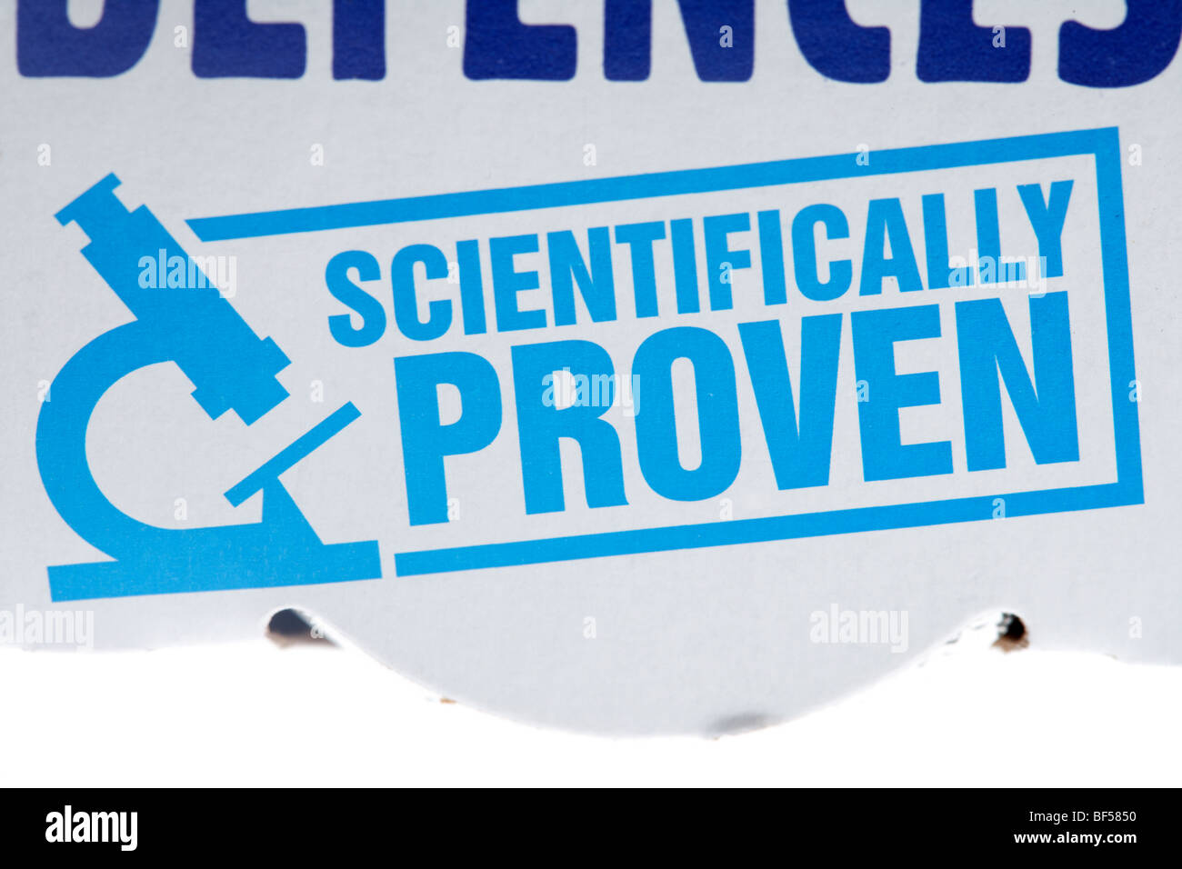wissenschaftlich nachgewiesene Lebensmittel-Etikett auf ein Paket von probiotischen Joghurt Getränke im Vereinigten Königreich Stockfoto