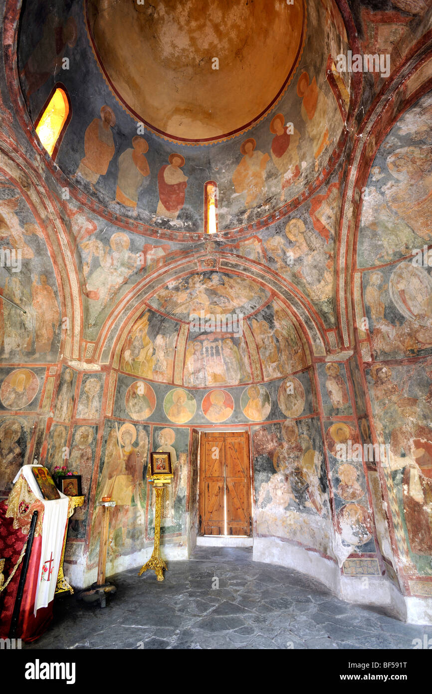 Byzantinische Fresken, ca. 1500, in der Kirche von Agios Nikolaos Fountoúkli, Rhodos, Griechenland, Europa Stockfoto