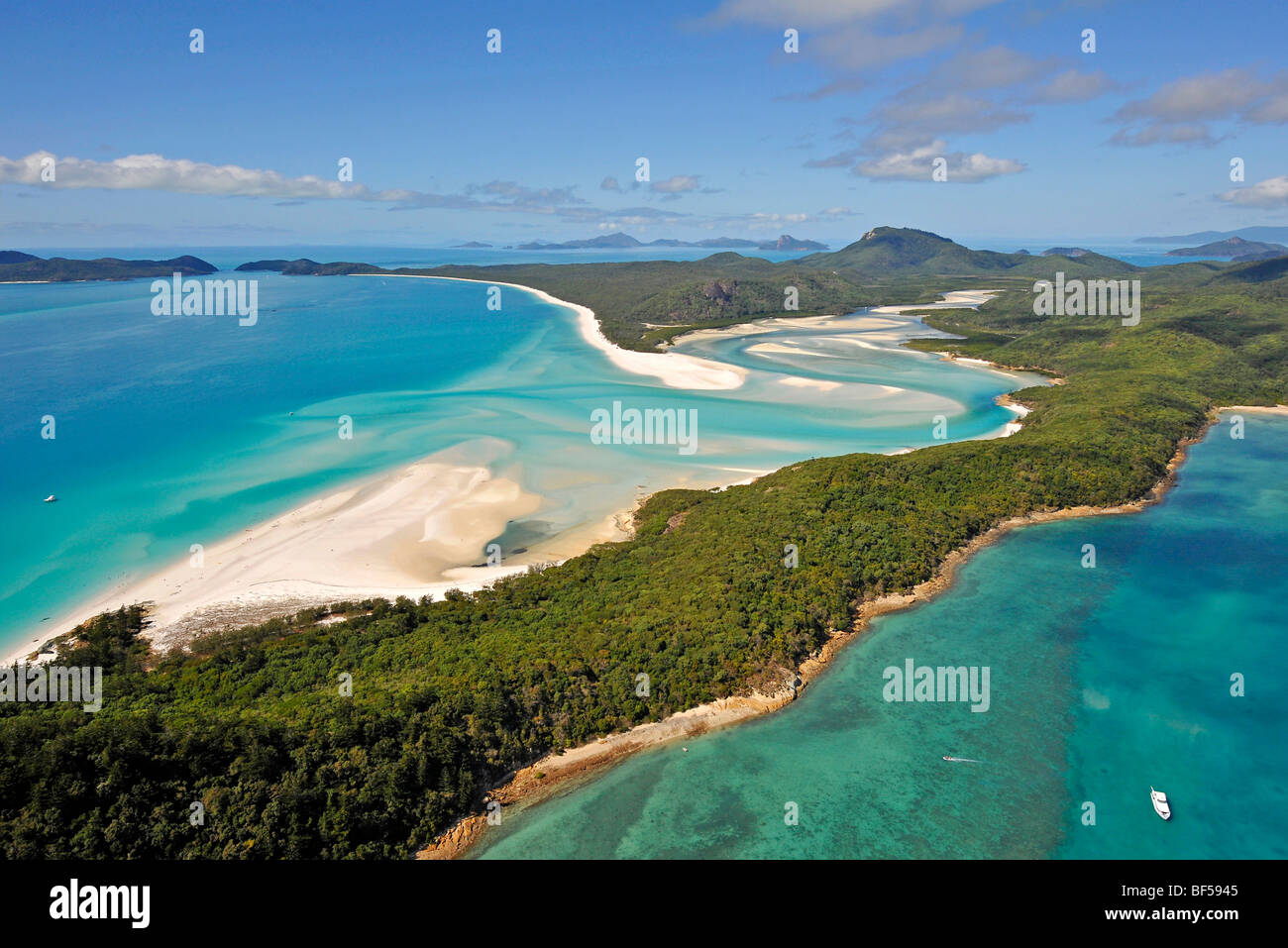 Luftaufnahme von Whitehaven Beach, Whitsunday Islands, Whitsunday Islands Nationalpark, Queensland, Australien Stockfoto