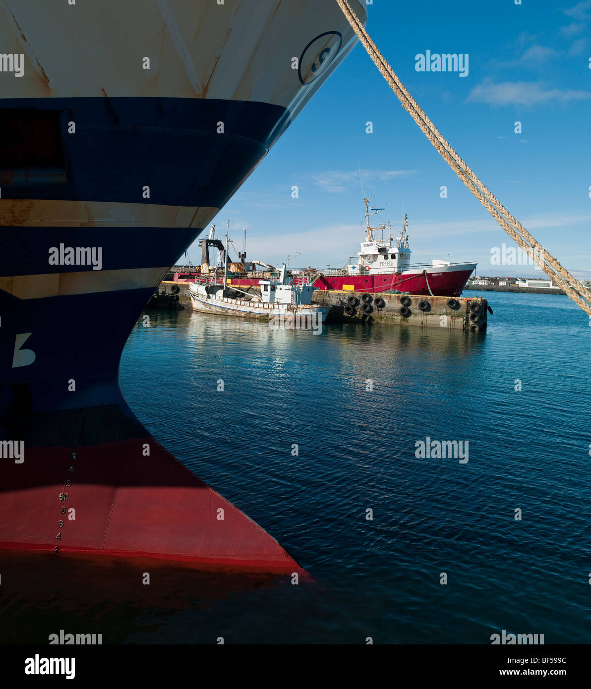Fischkutter, Hafnarfjordur Hafen, Island Stockfoto