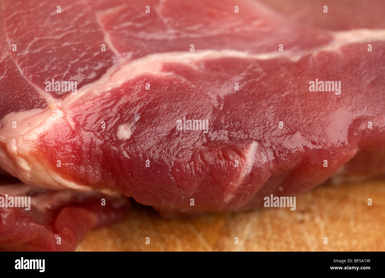 Nahaufnahme von rohen Stück Hüfte Steak vom organischen Longhorn irischen Kühe Stockfoto