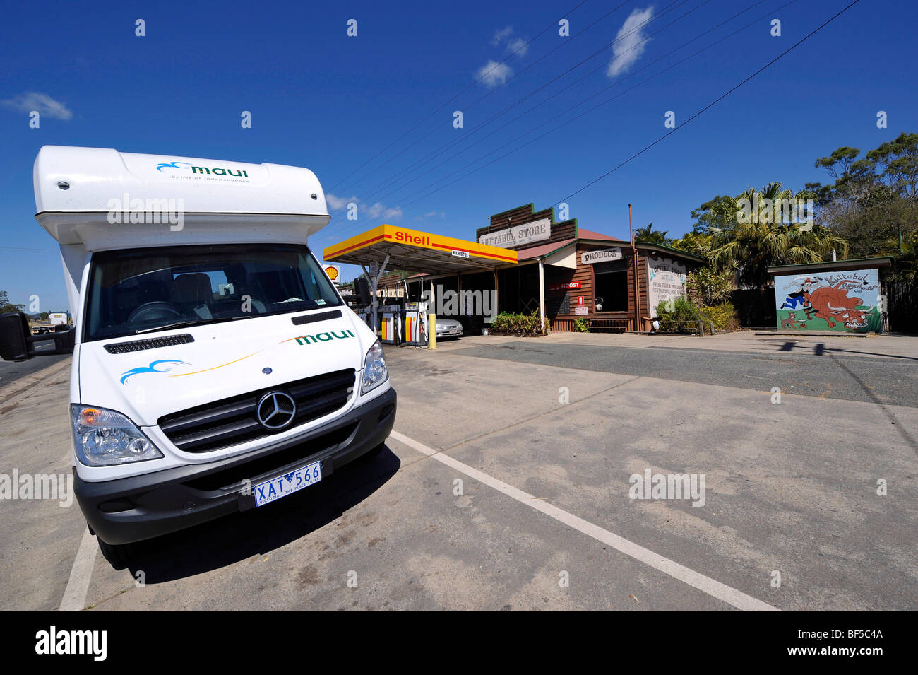 Wohnmobil, Tankstelle, Mackay, Queensland, Australien Stockfoto