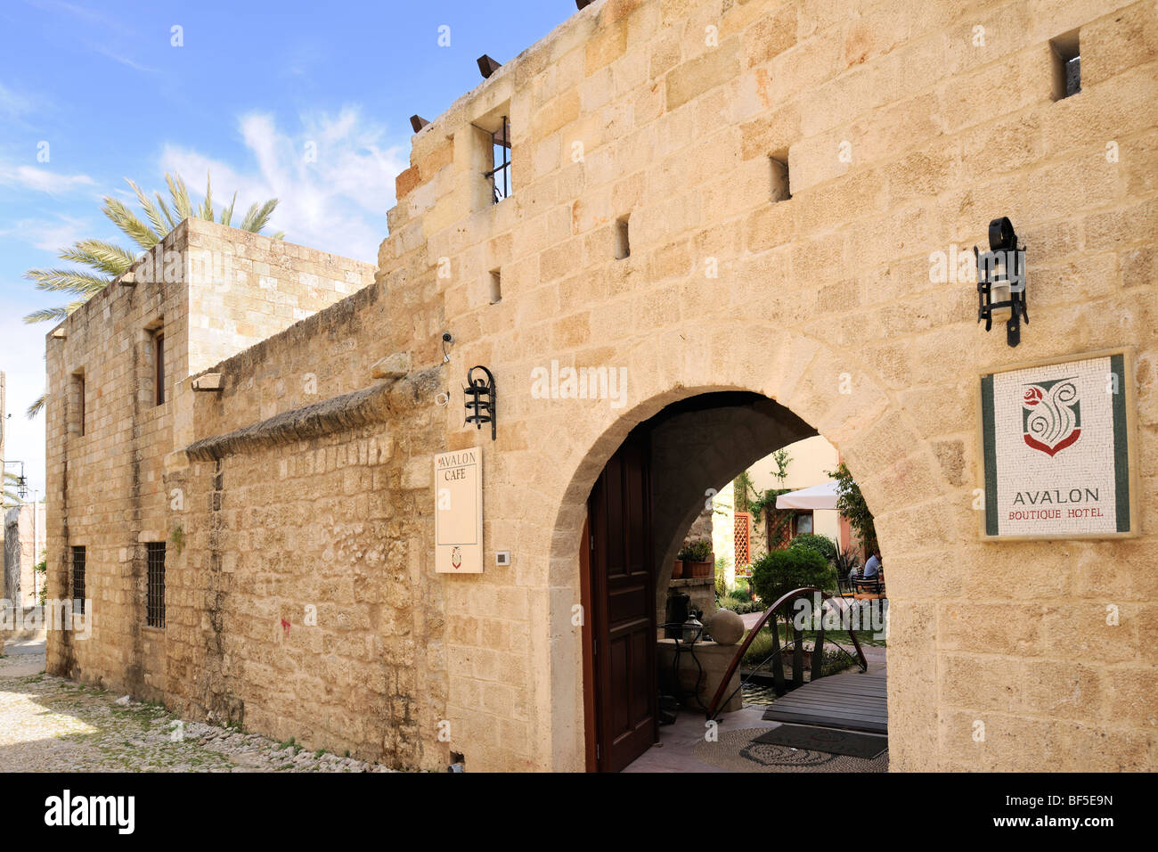 Hotel im historischen Zentrum, Rhodes Town, Rhodos, Griechenland, Europa Stockfoto