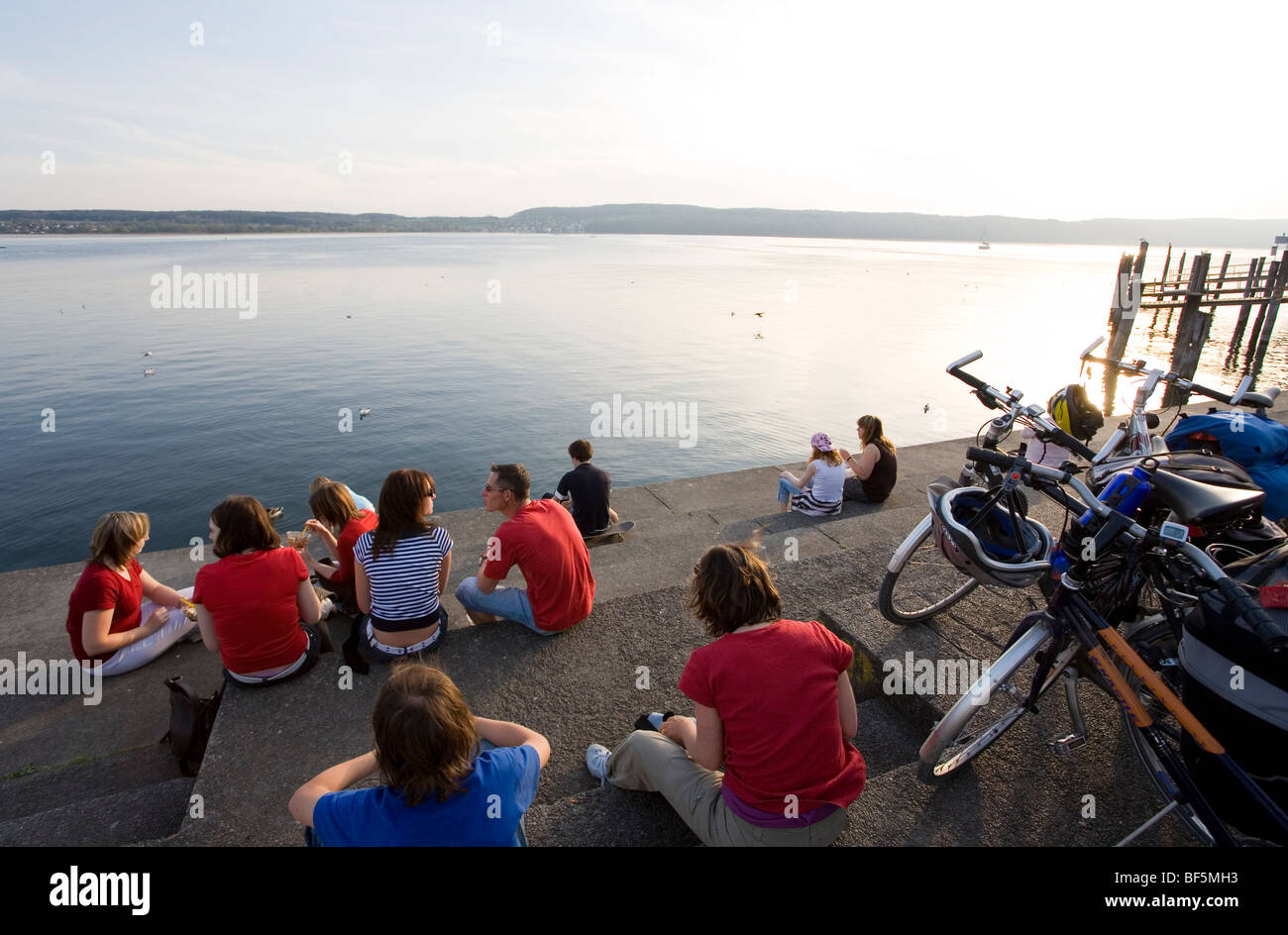 Wasser vorne, Überlingen, Bodensee, Baden-Württemberg, Deutschland Stockfoto