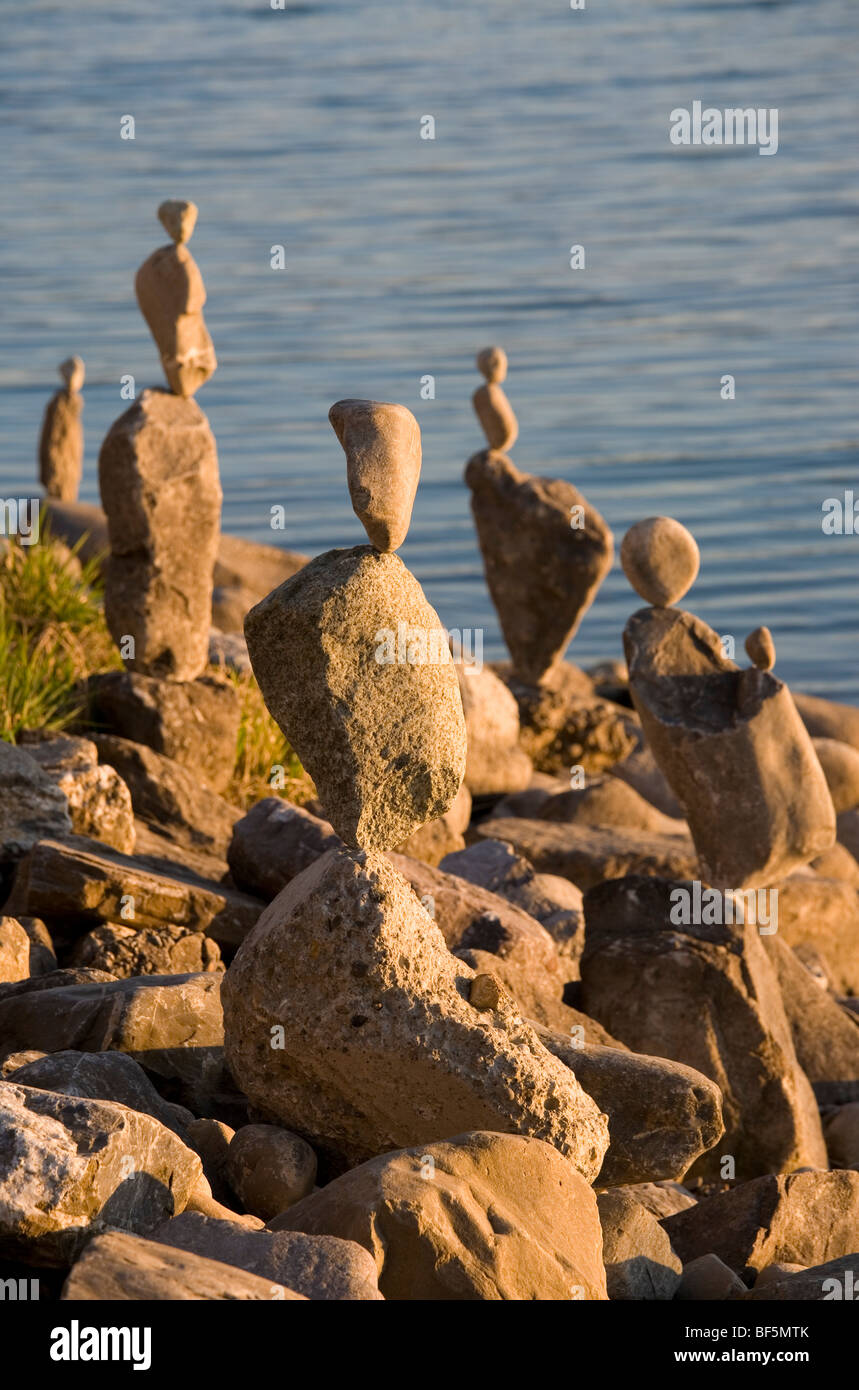 Stein, Pyramiden, direkt am Wasser, Radolfzell, Bodensee, Baden-Württemberg, Deutschland Stockfoto