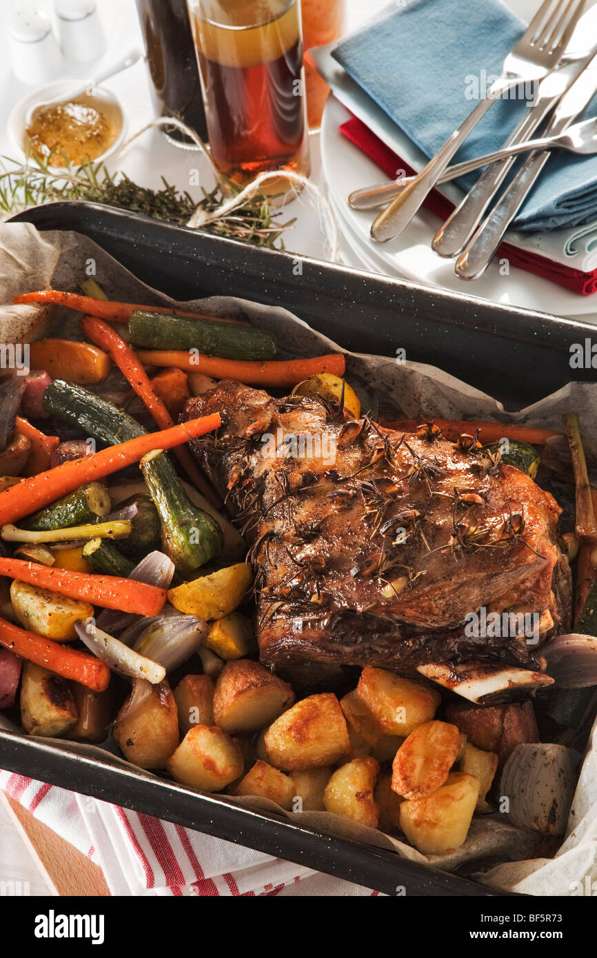 Gekochten Braten Lammkeule Stockfoto