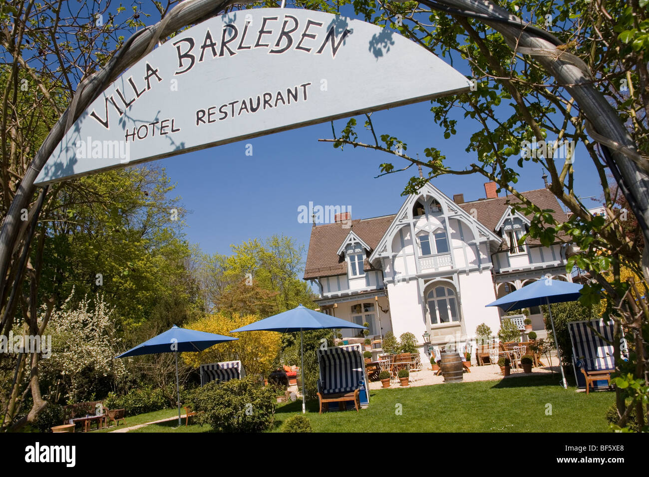 Hotel Restaurant Villa Barleben, Seestrasse Street, Constance, Bodensee, Baden-Württemberg, Deutschland Stockfoto