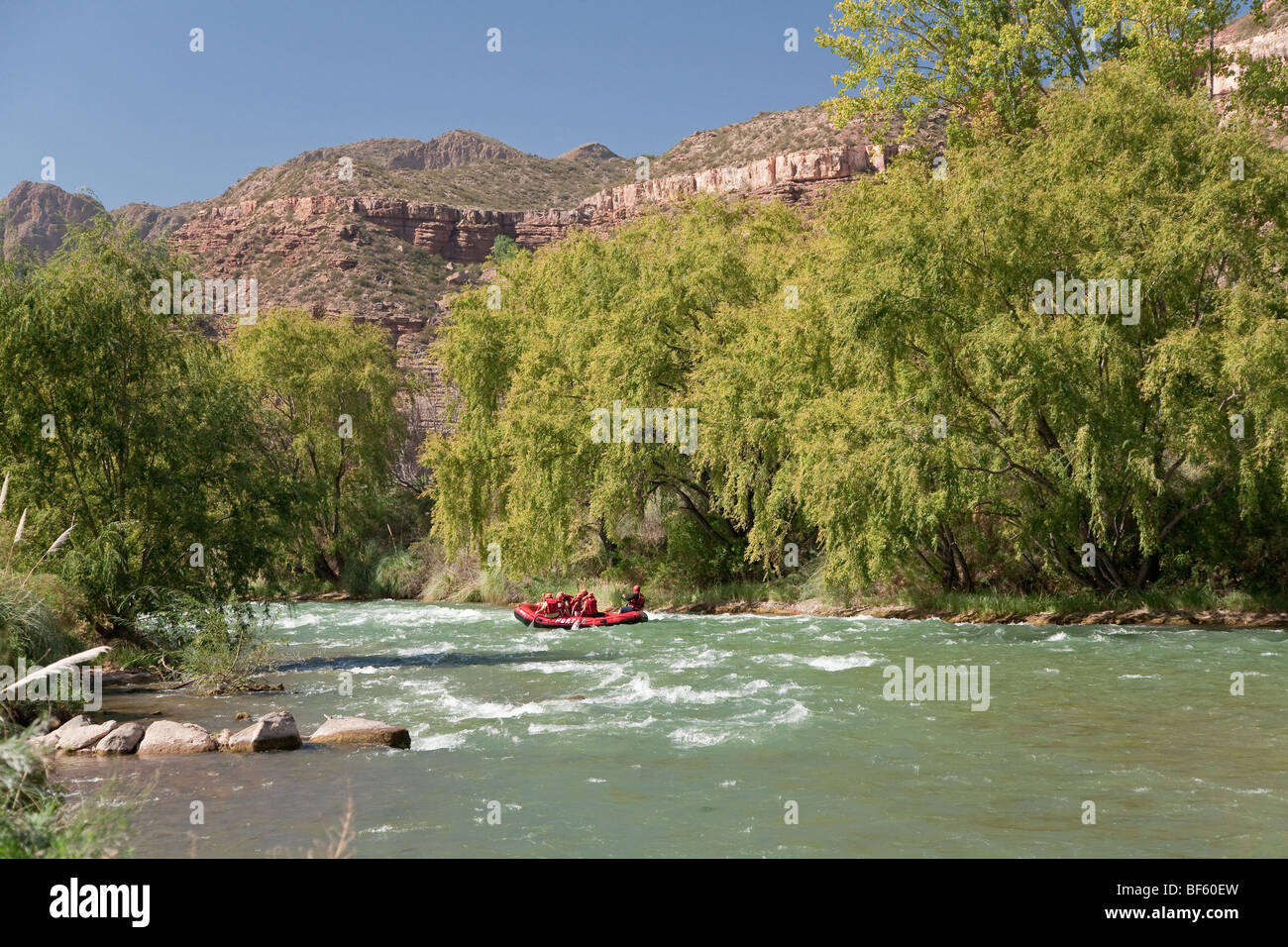 Rafting im Atuel Fluss, Valle Grande, San Rafael, Mendoza Provinz, zentralen Anden Argentinien Stockfoto