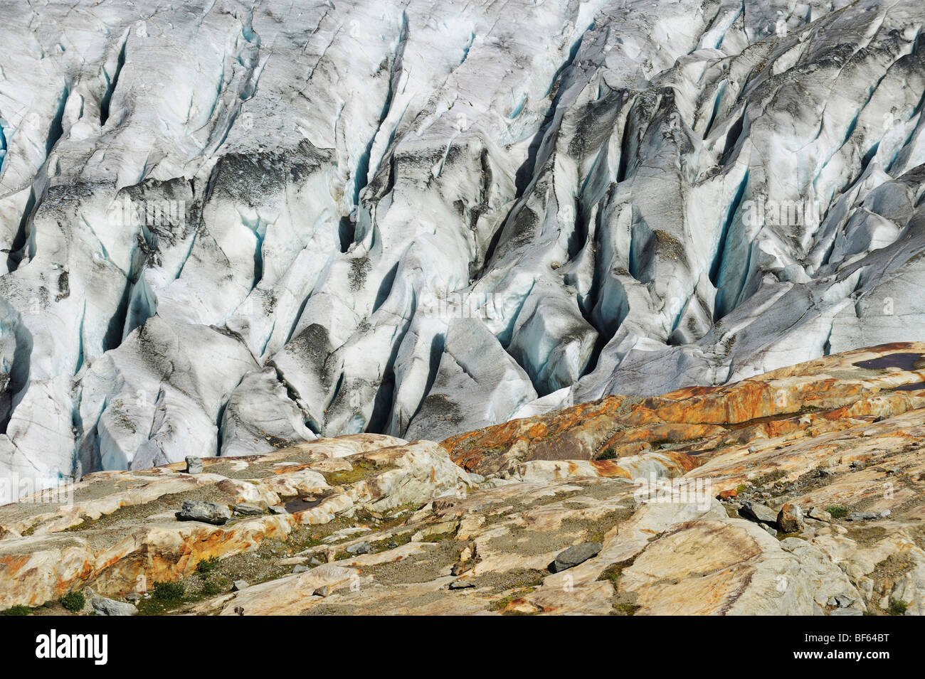 Aletschgletscher, UNESCO-Welterbe Jungfrau-Aletsch-Bietschhorn, Goms, Wallis, Schweiz, Europa vor Ort Stockfoto