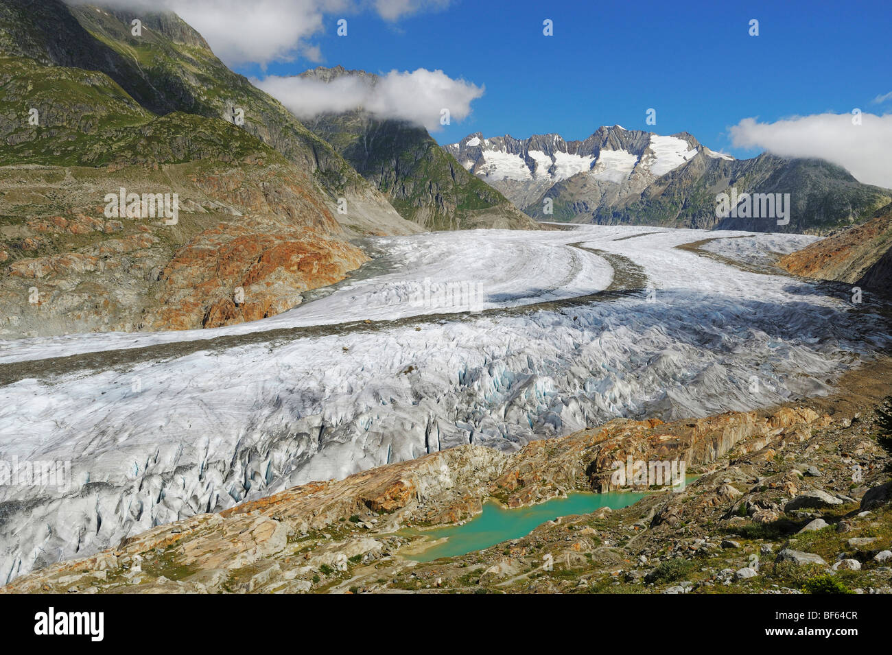 Aletschgletscher, UNESCO-Welterbe Jungfrau-Aletsch-Bietschhorn, Goms, Wallis, Schweiz, Europa vor Ort Stockfoto