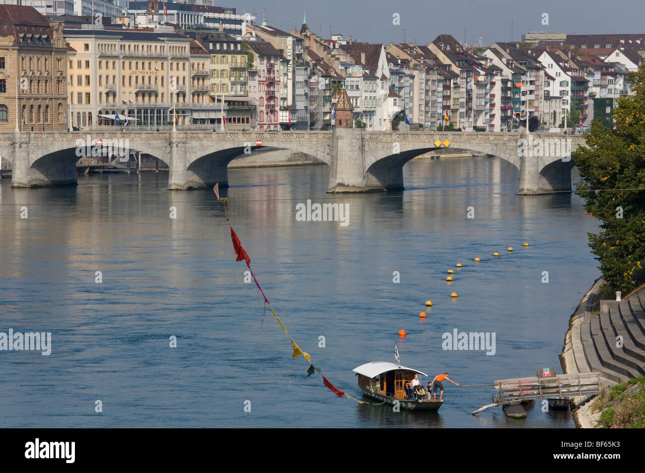 Mittlere Rheinbruecke Brücke, Muensterfaehre Fähre, Rhein, Basel, Basel, Schweiz Stockfoto