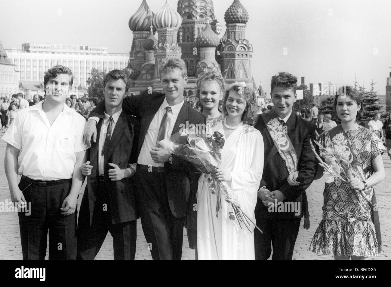 Hochzeitsfoto, Roter Platz, Moskau, 1991 Stockfoto